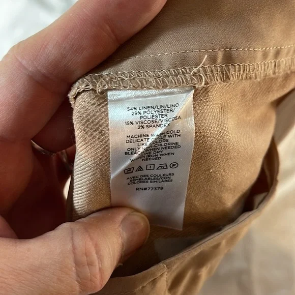 Ann Taylor Linen Blend Tan Wide Leg Trousers 4P - Picture 8 of 12